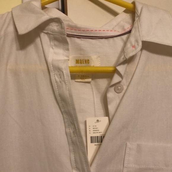 Anthropologie Maeve White Button-down Tunic w/Flower Detail on Front & Back NWT! - Picture 6 of 11